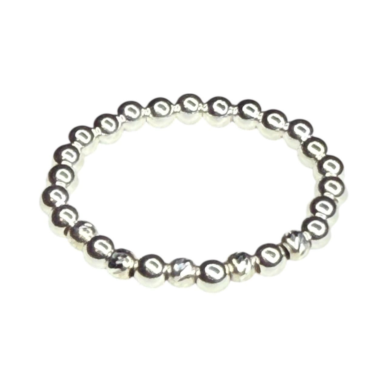 Glinda Ring ~ Sterling Silver Moon Cut 2.5mm Beaded Ring