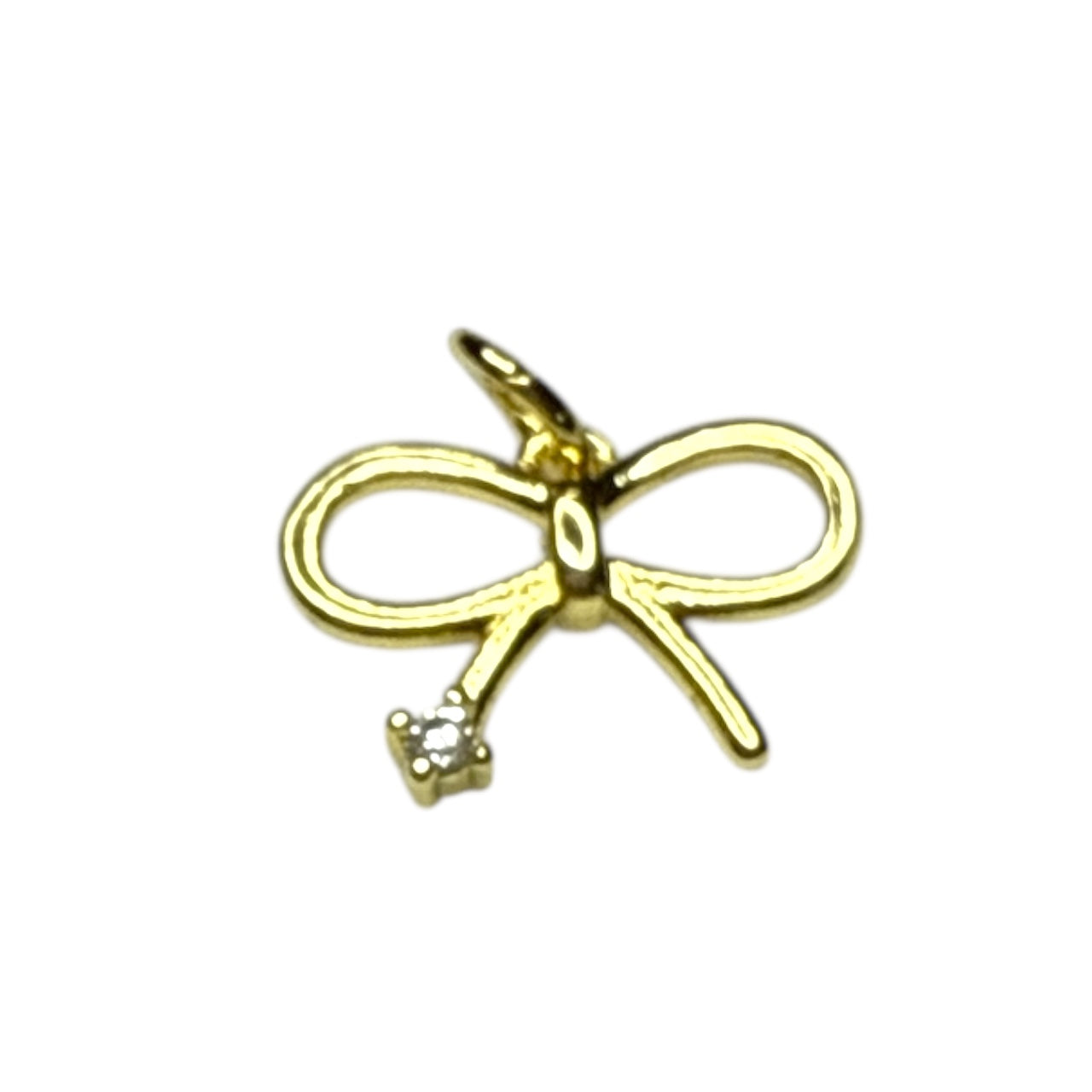 Dainty Bow Charm ~ Gold Charm | CZ Stone