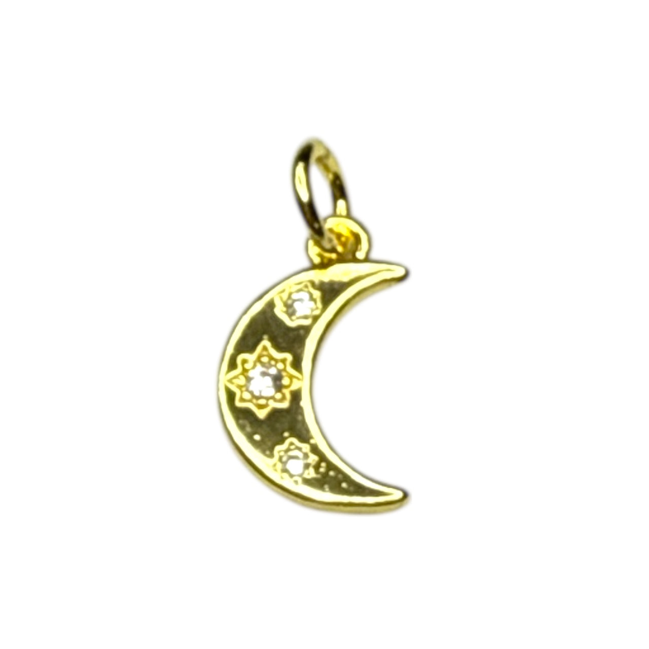 Moon Charm ~ Gold Charm | CZ Stone