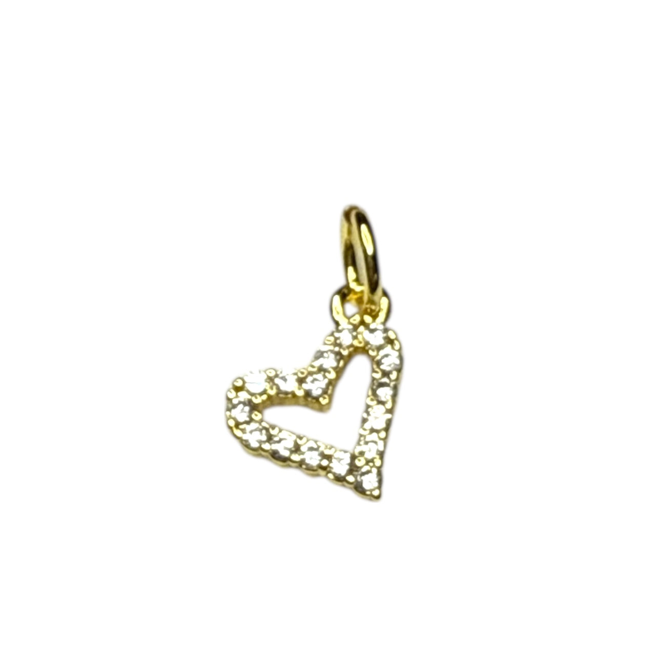 Diamond Heart ~ Gold Charm | CZ Stones