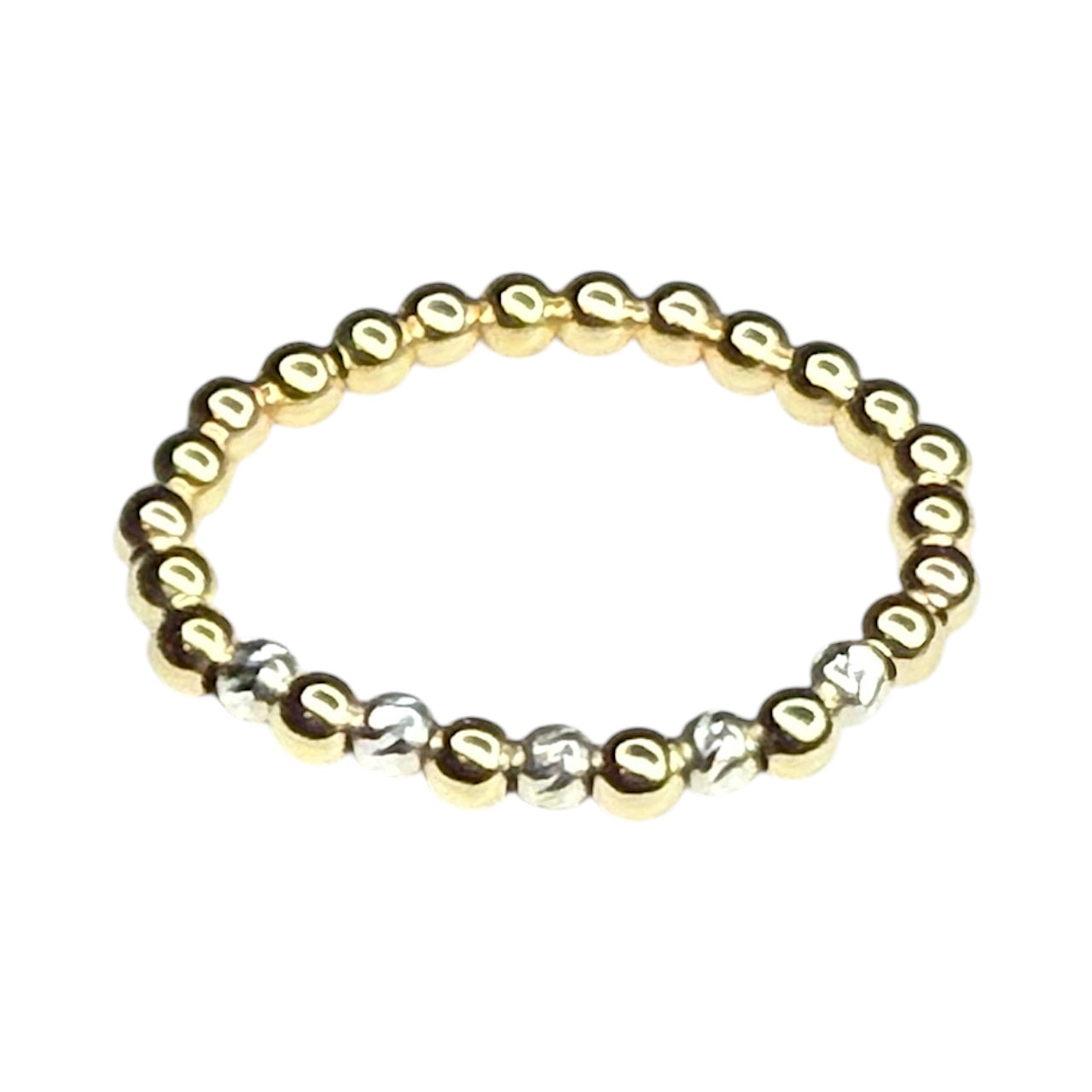 Merryweather Ring ~ Two Tone Gold 2.5mm | Sterling Silver Moon Cut 2.5mm Beaded Ring