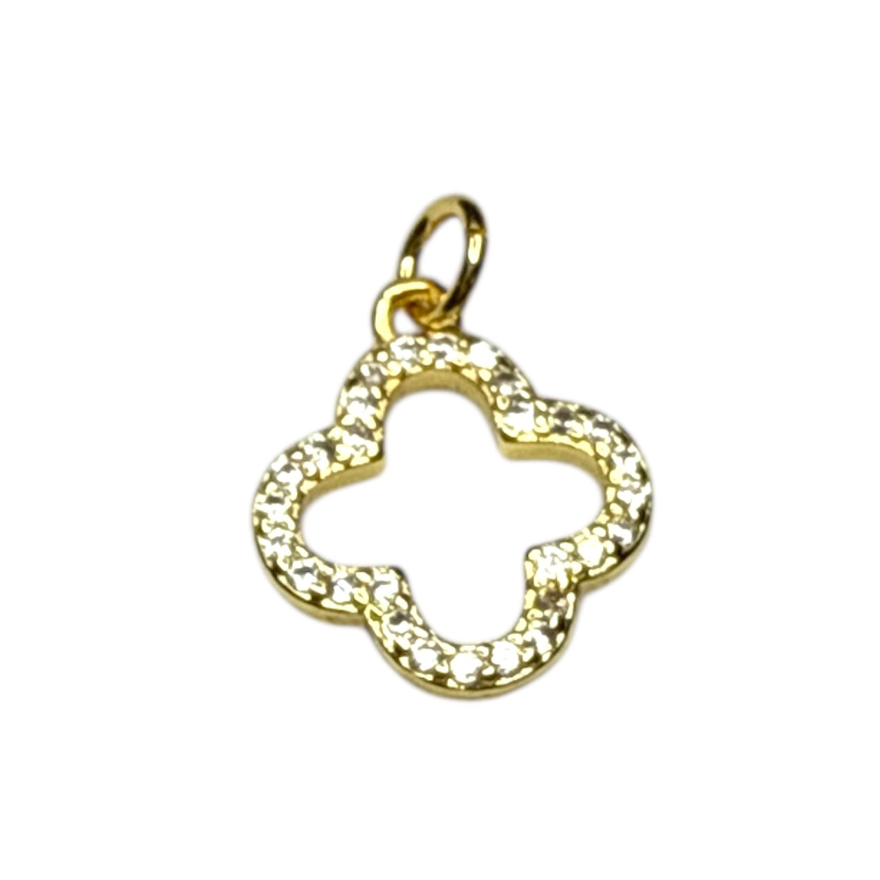 Diamond Clover Charm ~ Gold Charm | CZ Stone