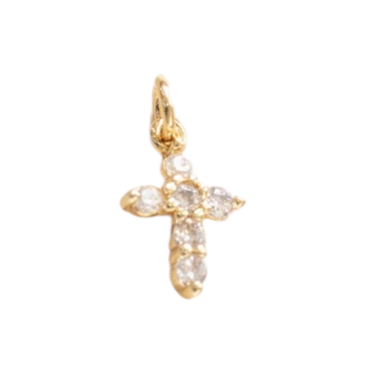 Diamond Cross Charm ~ Gold Charm | CZ Stones