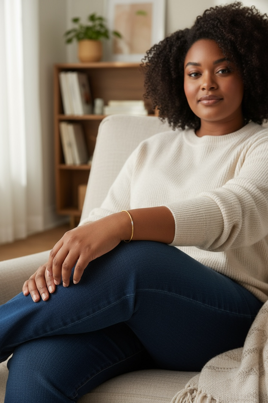 Leah ~ Two Tone Gold 2mm | Sterling Silver Moon Cut 2.5mm Bangle Beaded Bracelet