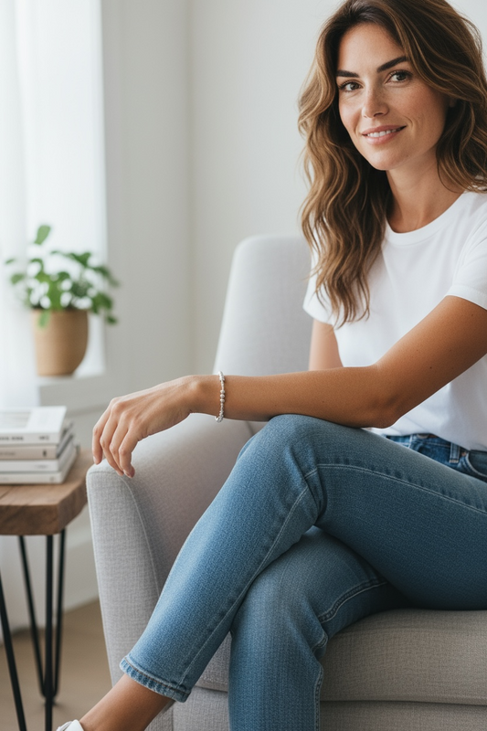 Luci ~ Classic Sterling Silver 4mm Triple Pattern Beaded Bracelet
