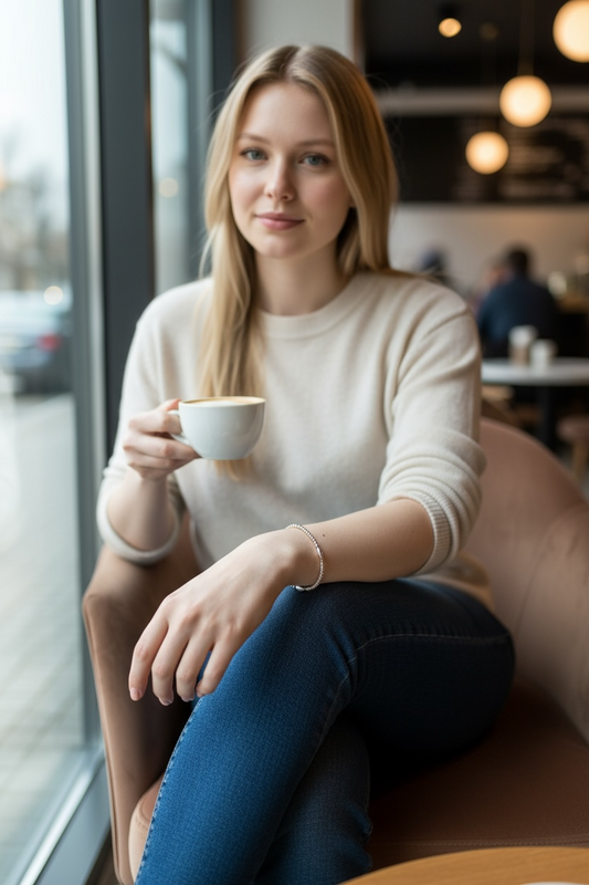 Sterling Silver Beaded Bracelet ~ Rice Bead 7mm | 2.5mm ~ Cali