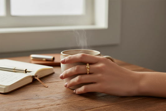 Rapunzel Ring ~ Gold Hammered 4mm | 3mm | 2.5mm Beaded Ring