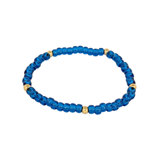 Sapphire ~ Gold 4mm | Miyuki Seed 4mm Beaded Bracelet