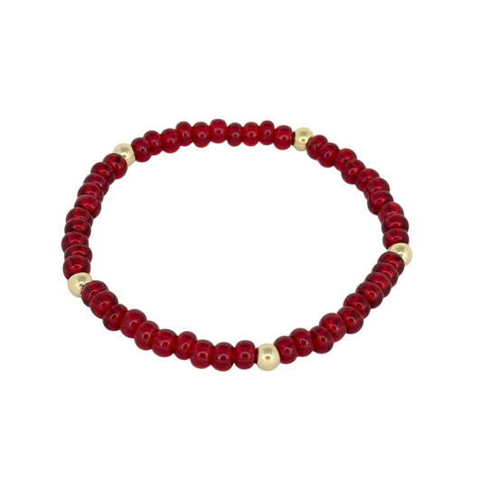 Ruby ~ Gold 4mm | Miyuki Seed 4mm Beaded Bracelet