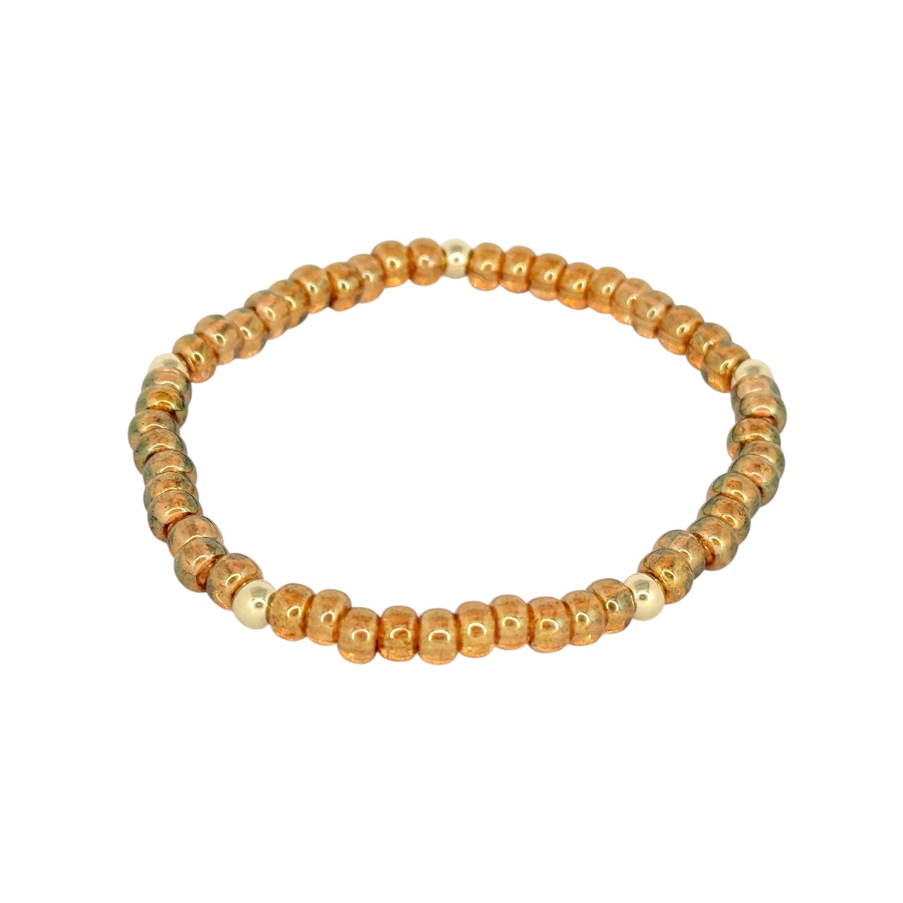 Gold Luster Topaz ~ Gold 4mm | Miyuki Seed 4mm Beaded Bracelet