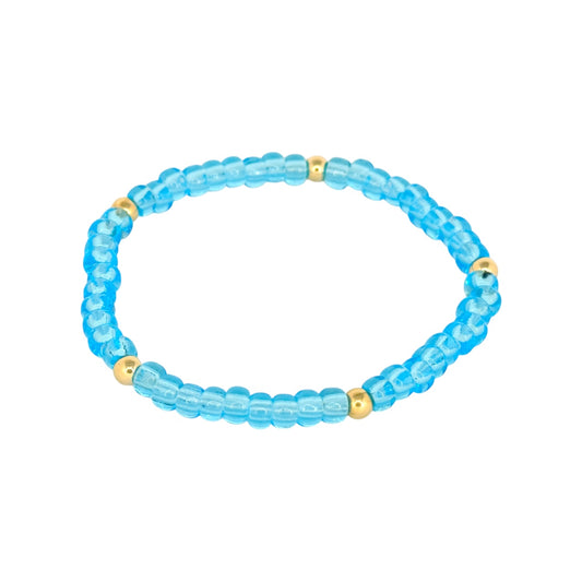 Aqua ~ Gold 4mm | Miyuki Seed 4mm Beaded Bracelet