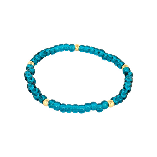 Teal ~ Gold 4mm | Miyuki Seed 4mm Beaded Bracelet