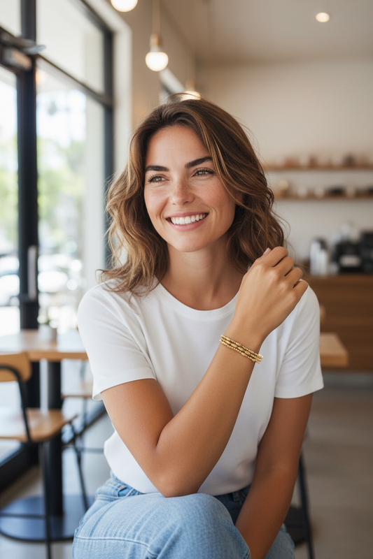 Alexa ~ Gold Rice 7mm | 2.5mm Beaded Bracelet