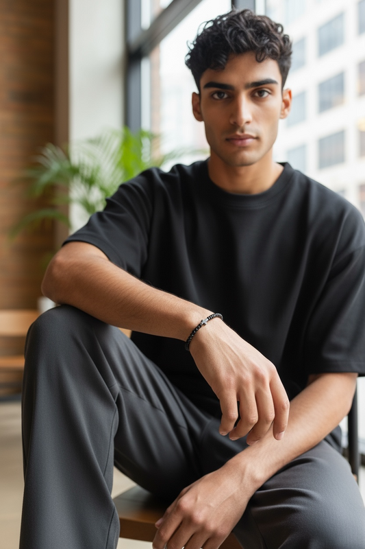 Jacob Russell ~ Hematite Cross Bead Bracelet