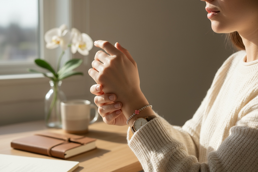 Sterling Silver Beaded Bracelet | 8mm | 2mm ~ Cross