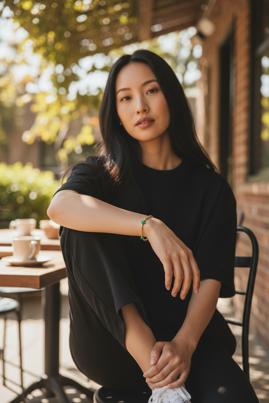 Gold 2.5mm Cross 8mm Bead Bracelet ~ Cross