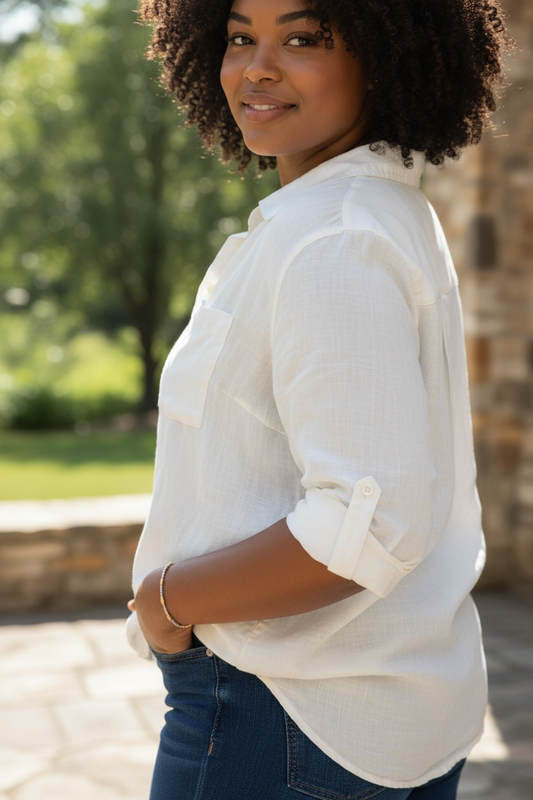 Mixed Metal Beaded Bracelet ~ Gold Rice Bead 7mm | Sterling Silver Moon Cut 2.5 Pattern ~ Sharon