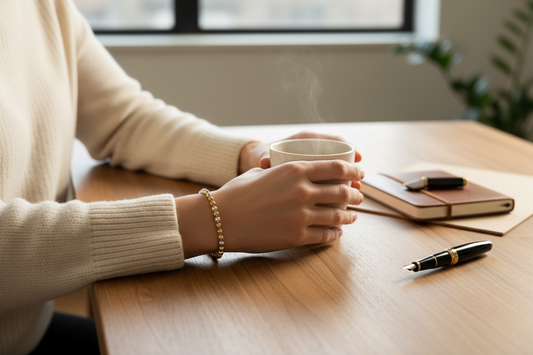 Elizabeth ~ Two Tone Gold 4mm | Sterling Silver 4mm Alternating Beaded Bracelet