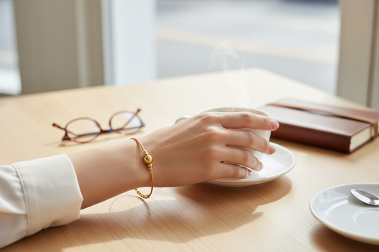 Ava ~ Gold Lined Bangle Beaded Bracelet