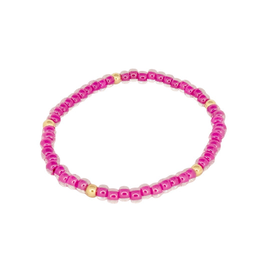 Fuschia ~ Gold 4mm | Miyuki Seed 4mm Beaded Bracelet Set