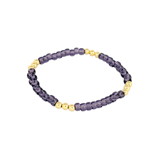 Amethyst ~ Gold 4mm |Miyuki Seed 4mm Beaded Bracelet Set