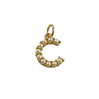 Pearl Letter Charm ~ Gold Charm | Pearl