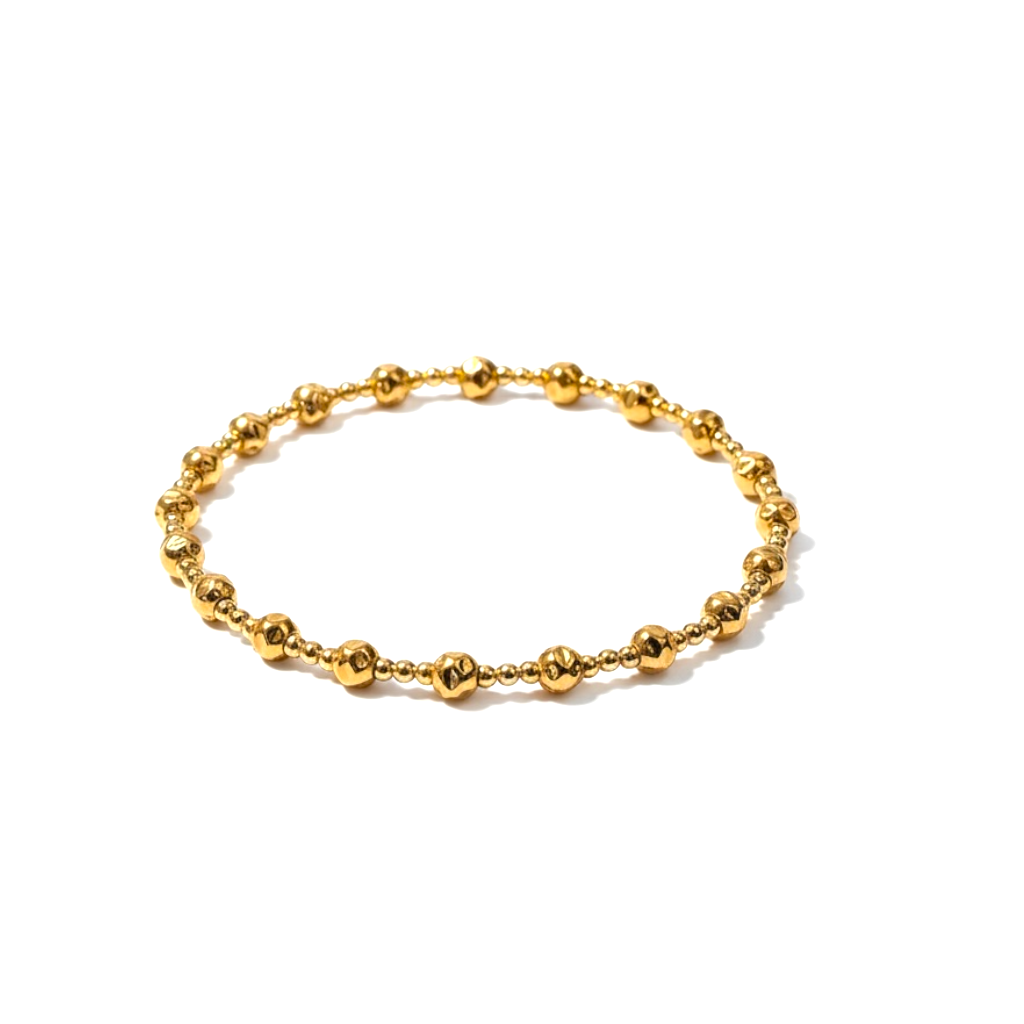 Gold Tripla Martellata Pattern 4mm Bead Bracelet ~ Stella