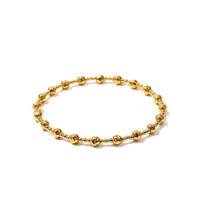 Gold Tripla Martellata Pattern 4mm Bead Bracelet ~ Stella
