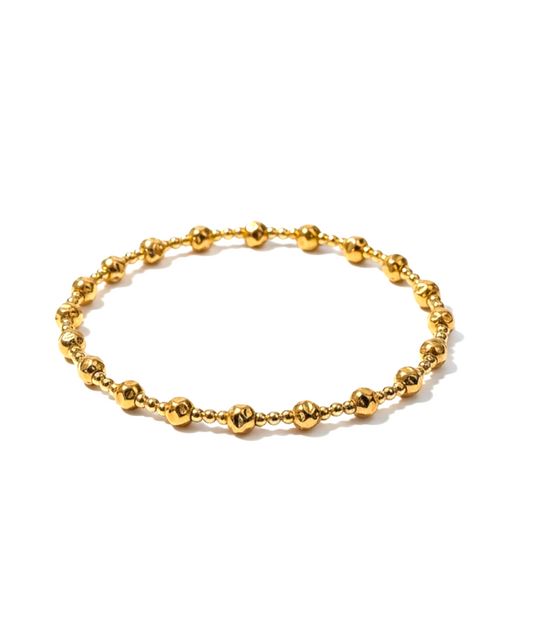 Gold Tripla Martellata Pattern 4mm Bead Bracelet ~ Stella