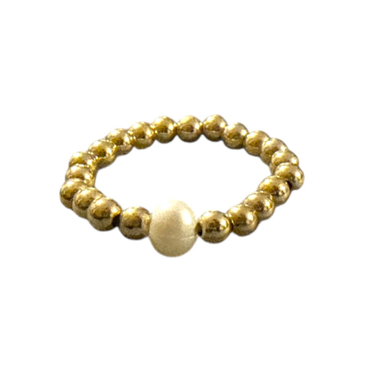 Ursula Ring ~ Gold 2.5mm | Pearl 3mm Beaded Ring
