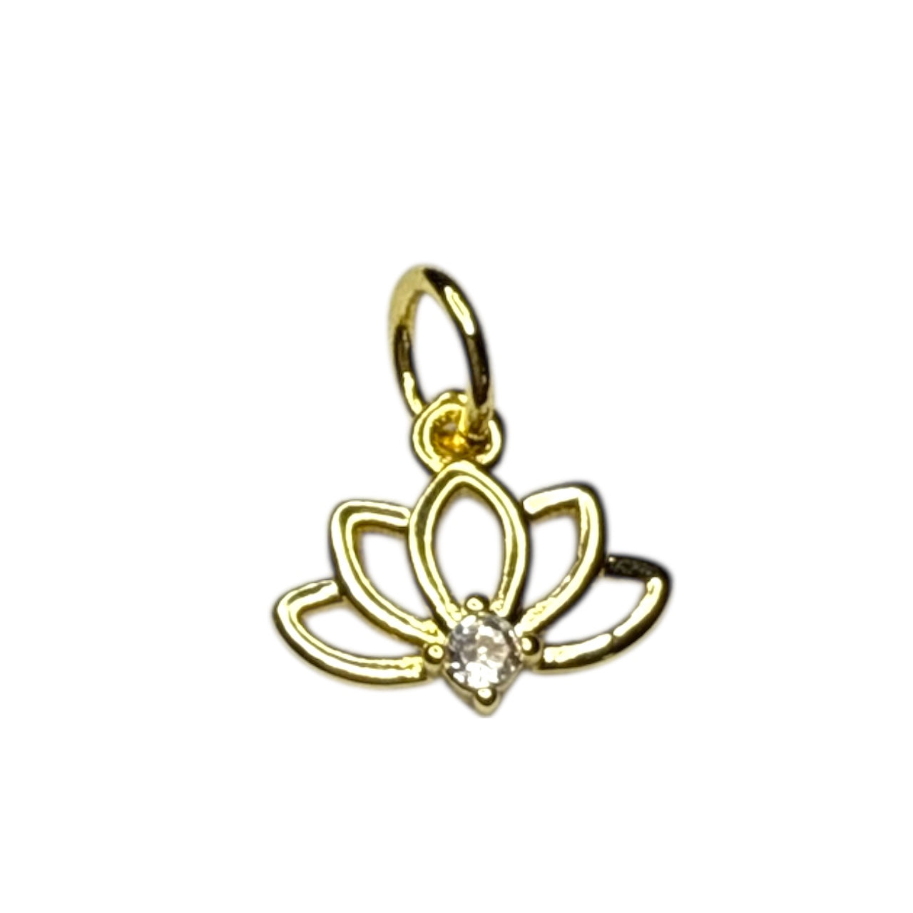 Lotus Charm ~ Gold Charm | CZ Stone
