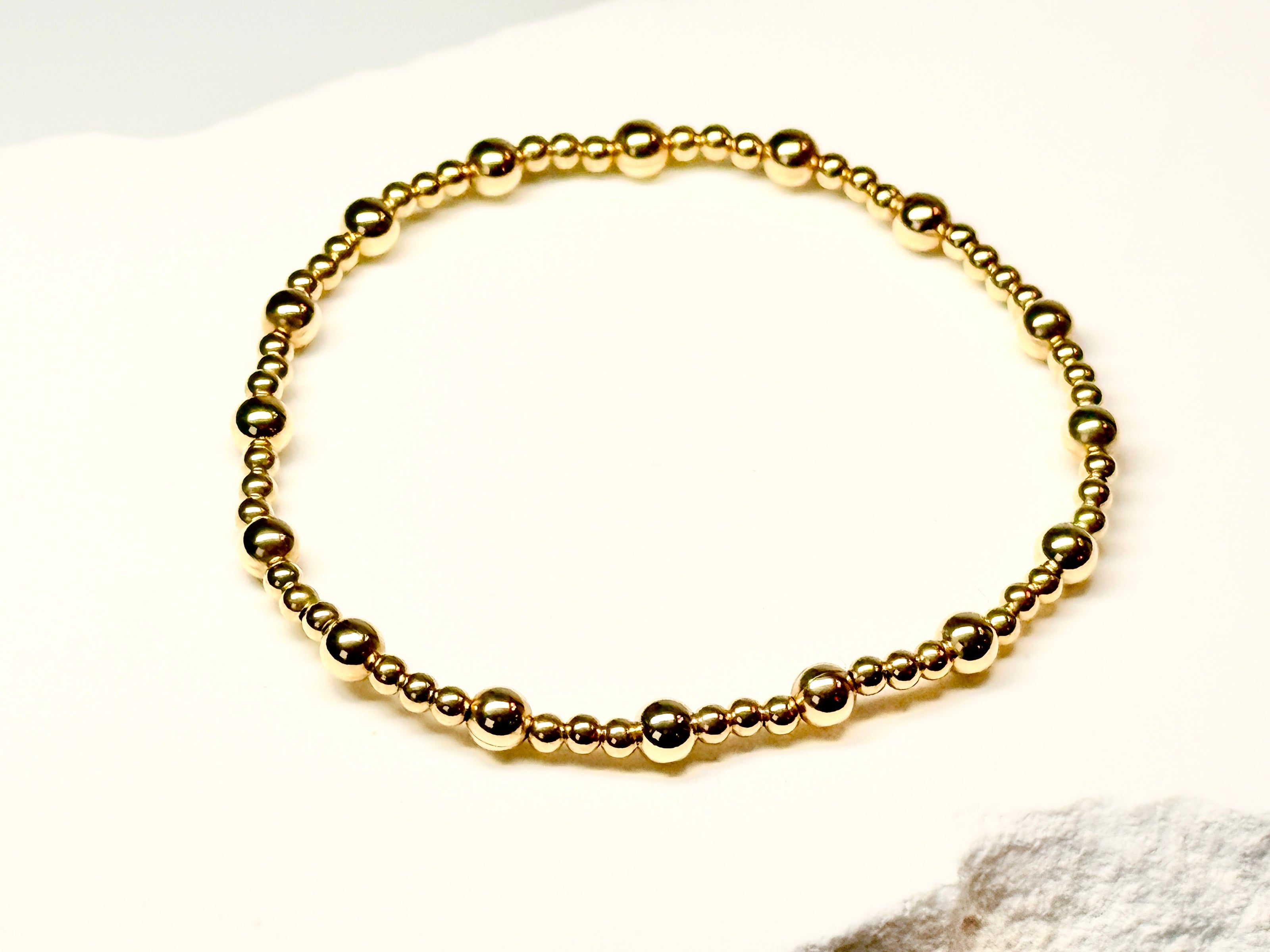 Classic Gold Tripla Pattern 4mm Bead Bracelet ~ Luisa