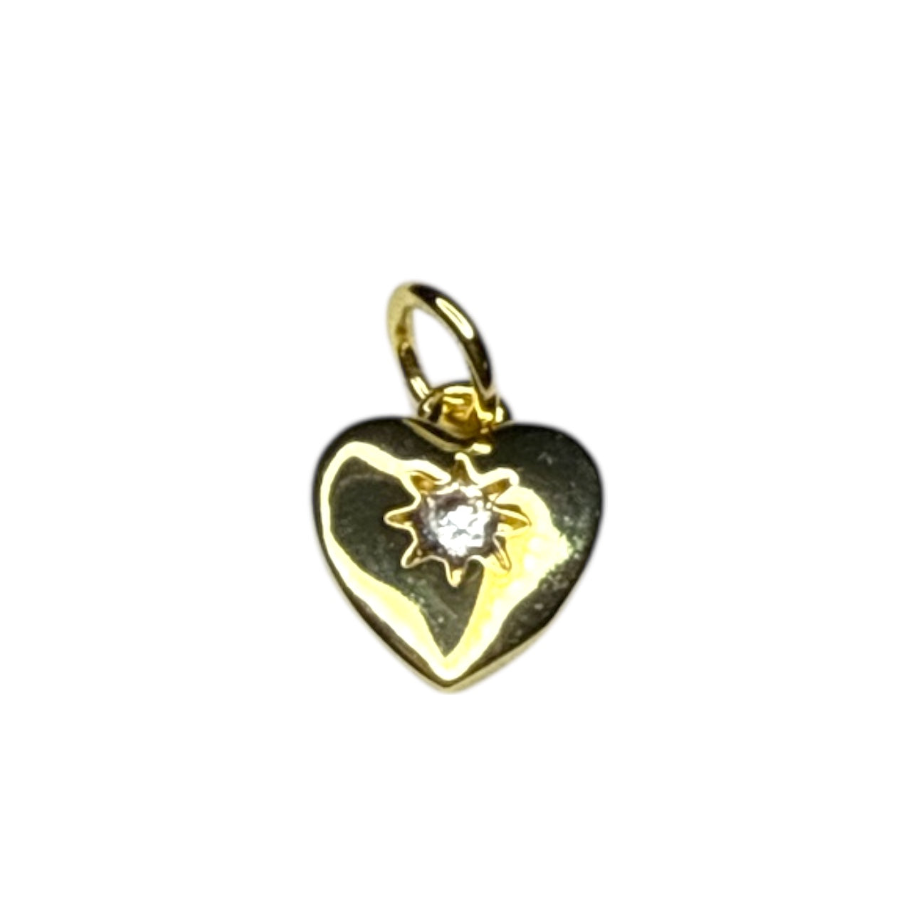 Love Heart Charm ~ Gold Charm | CZ Stone
