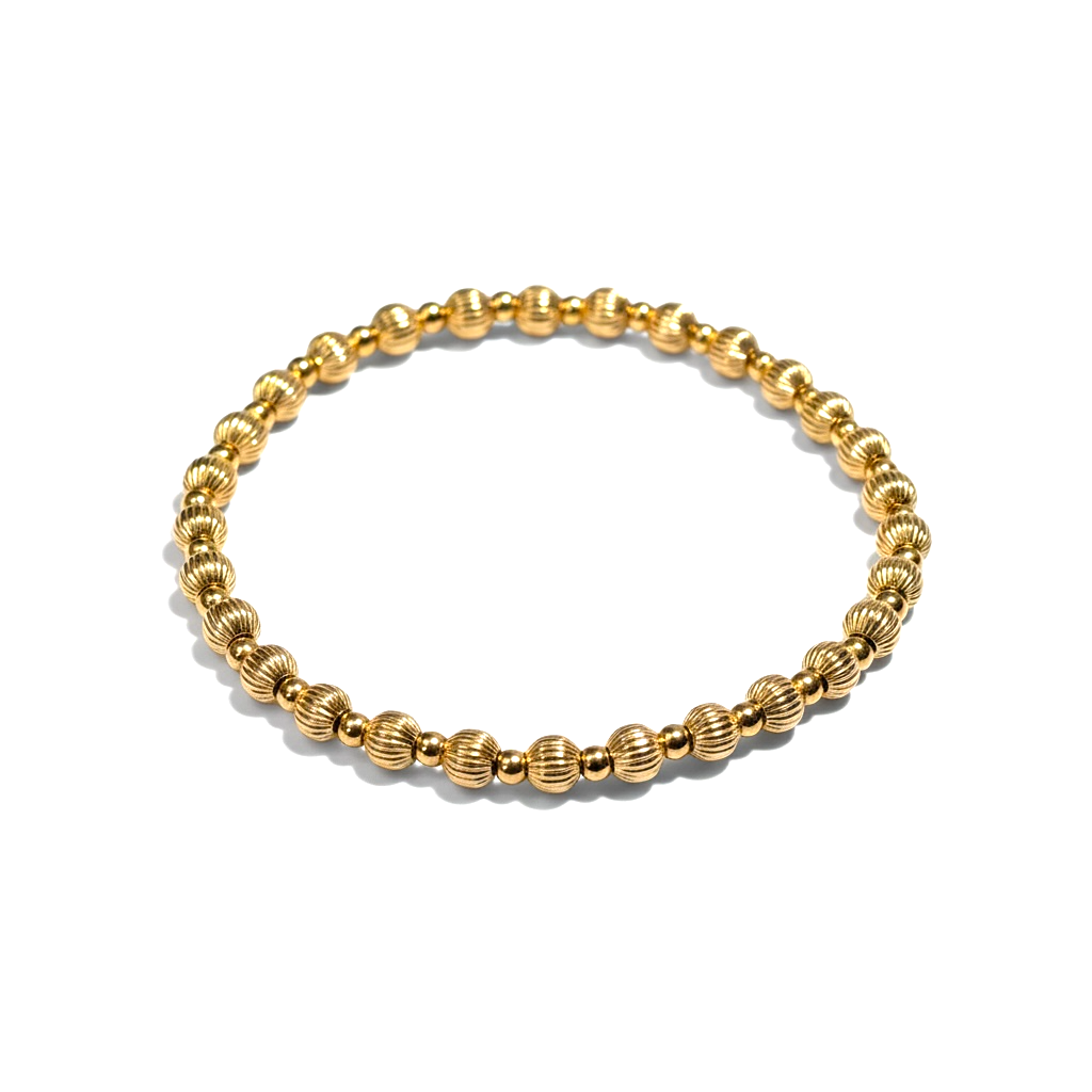 Gold Ogni Altra Rigata 4mm Bead Bracelet ~ Jacquelyn