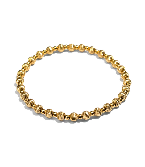 Gold Ogni Altra Rigata 4mm Bead Bracelet ~ Jacquelyn