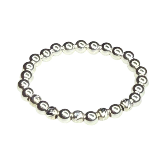 Glinda Ring ~ Sterling Silver Moon Cut 2.5mm Beaded Ring