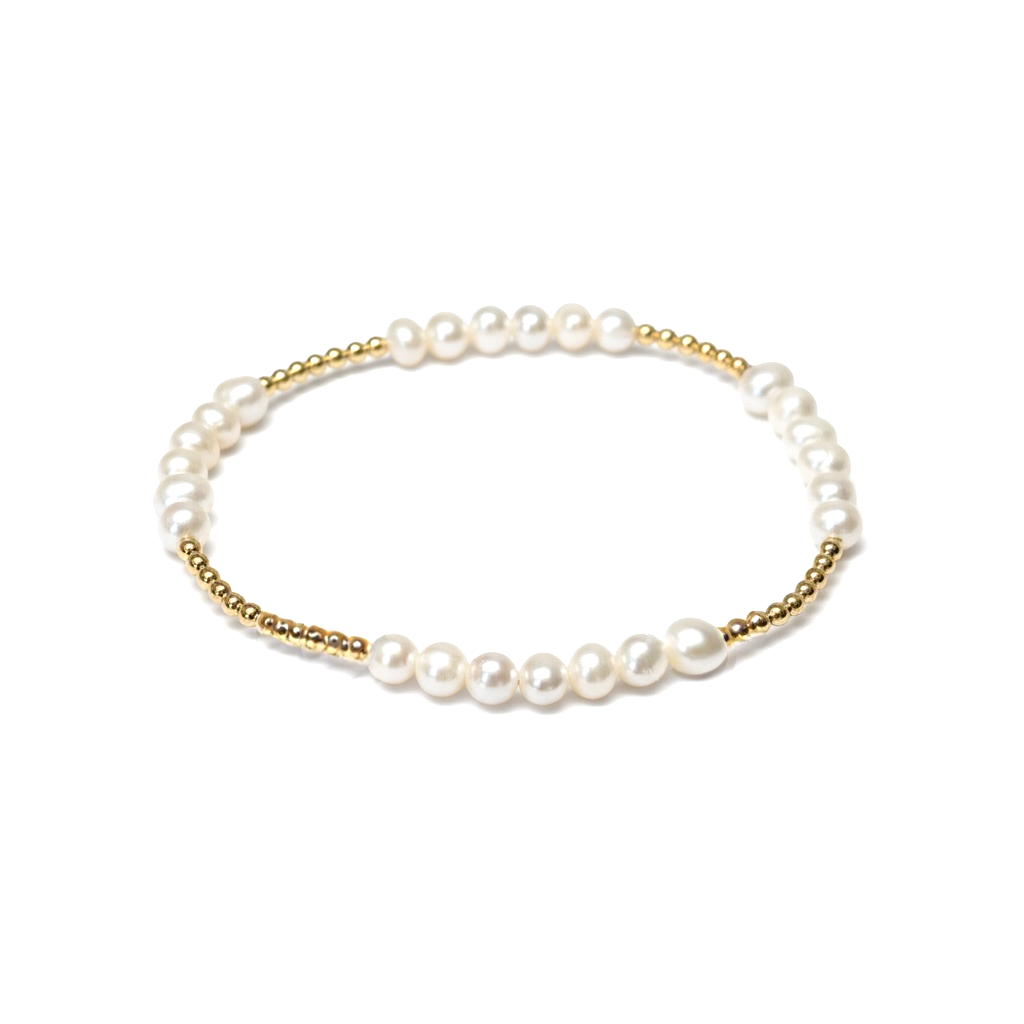 Margaret ~ Gold Alternating Pearl Pattern 4.5mm | 2.5mm Beaded Bracelet