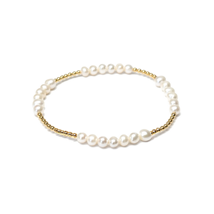 Gold Alternating Pattern Fila Perla 4.5mm Bead Bracelet ~ Margaret