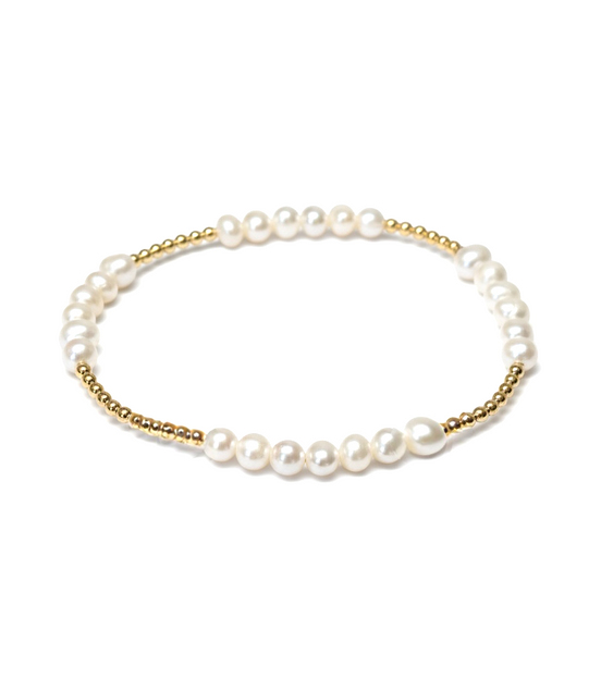 Gold Alternating Pattern Fila Perla 4.5mm Bead Bracelet ~ Margaret
