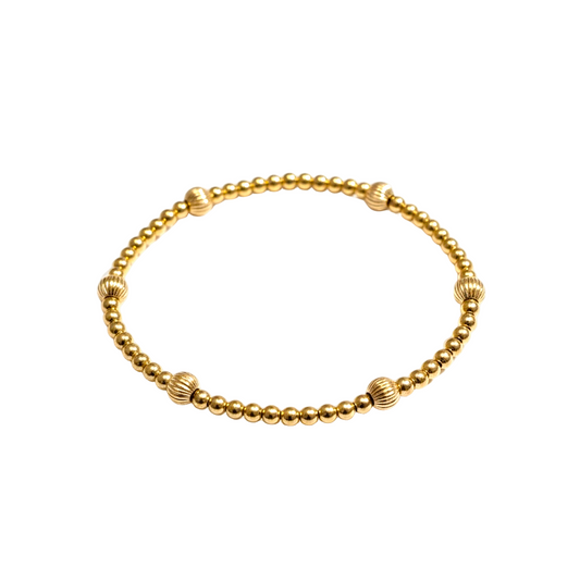 Isla ~ Gold Corrugated 4mm | 2.5mm Beaded Bracelet