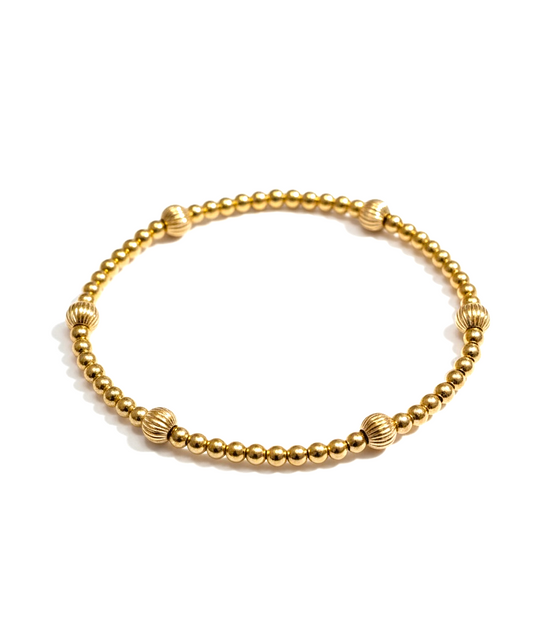Gold Rigata Singola 4mm Bead Bracelet ~ Isla