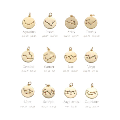Zodiac Charm ~ Gold Charm | Gemstones