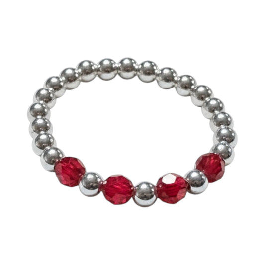 Swarovski Crystal Bar Style Ring ~ Sterling Silver 2.5mm | Crystal 3mm Beaded Ring