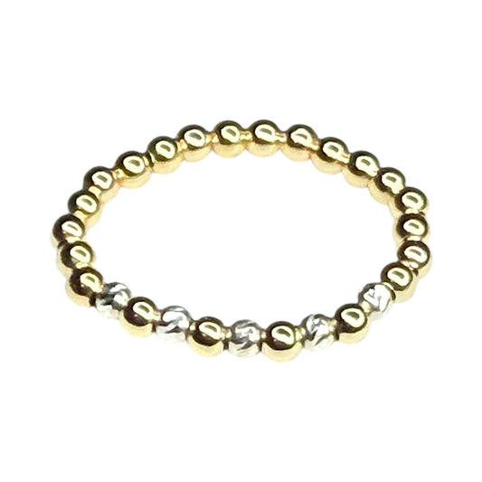 Merryweather Ring ~ Two Tone Gold 2.5mm | Sterling Silver Moon Cut 2.5mm Beaded Ring