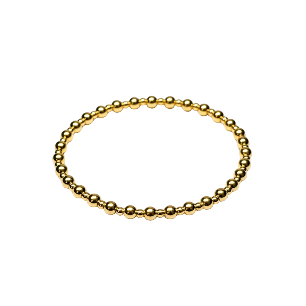Maria ~ Classic Gold Alternating Pattern 4mm | 2.5mm Beaded Bracelet