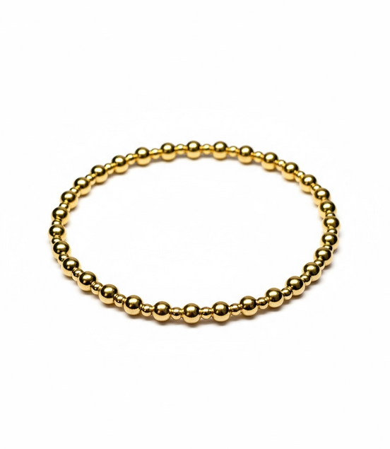 Classic Gold Alternating Pattern 4mm Bead Bracelet ~ Maria