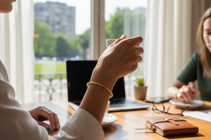 Silvana ~ Classic Gold Bar 2mm Beaded Bracelet