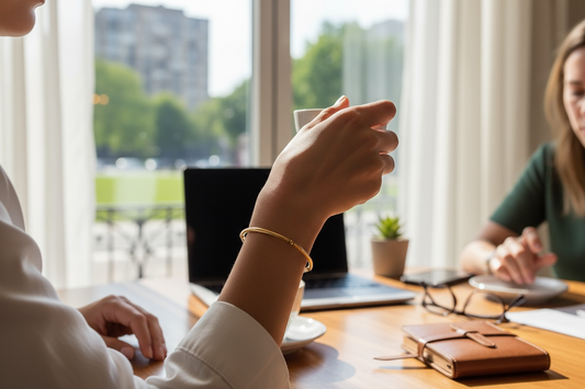 Silvana ~ Classic Gold Bar 2mm Beaded Bracelet