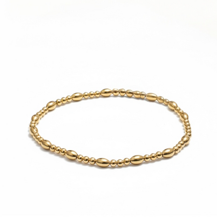 Gold Tripla Riso Piccolo Pattern 4.6mm Bead Bracelet ~ Mia