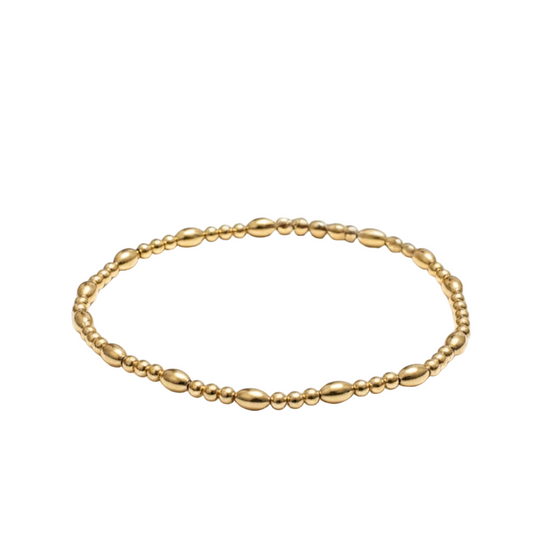 Mia ~ Gold Rice 5mm | 2.5mm Triple Pattern Beaded Bracelet